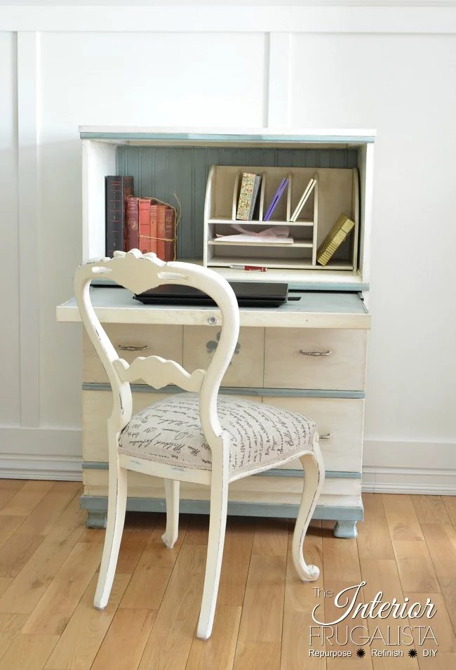 Faux Secretary Desk Pulled Out 650
