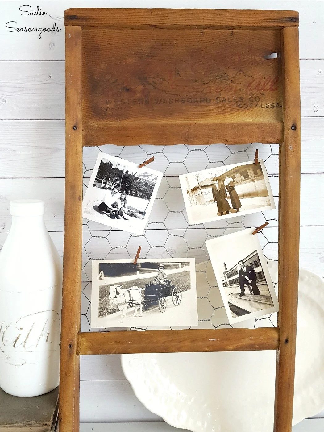 11 Vintage Washboard Repurposed With Chicken Wire Into Handmade Rustic Farmhouse Style Primitive Photo Holder By Sadie Seasongoods
