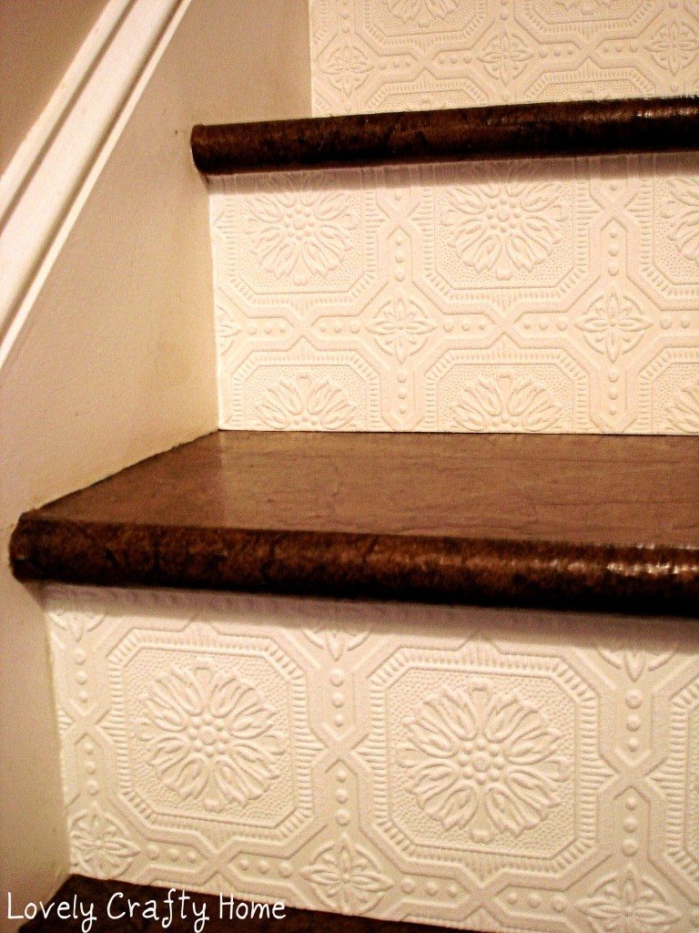 Textured Wallpaper Stair Riser 1