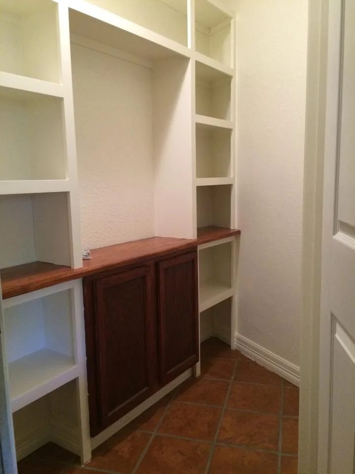pantry makeover, installing new flooring and shelves
