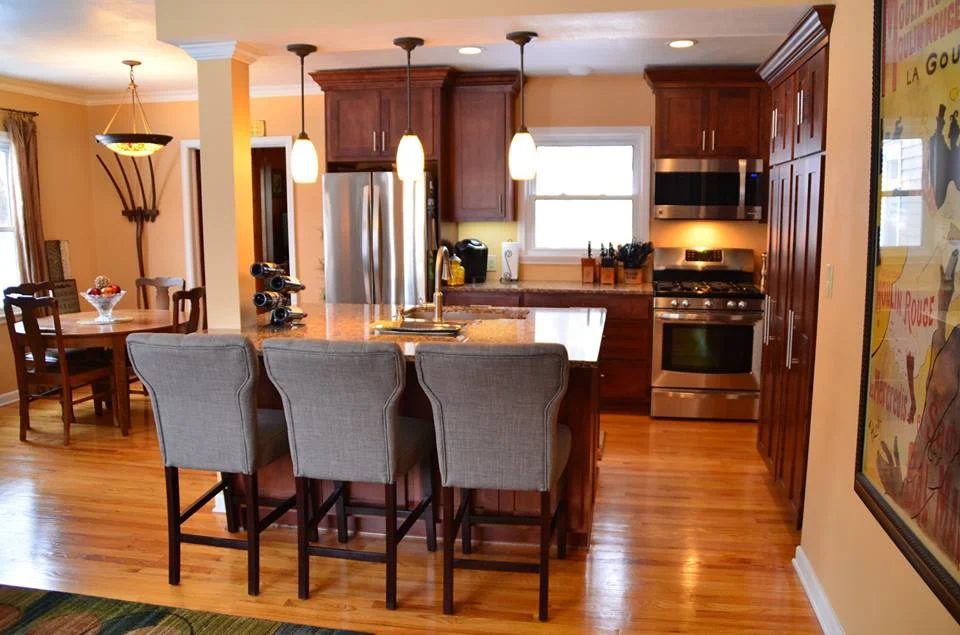 galley kitchen updated into open kitchen layout