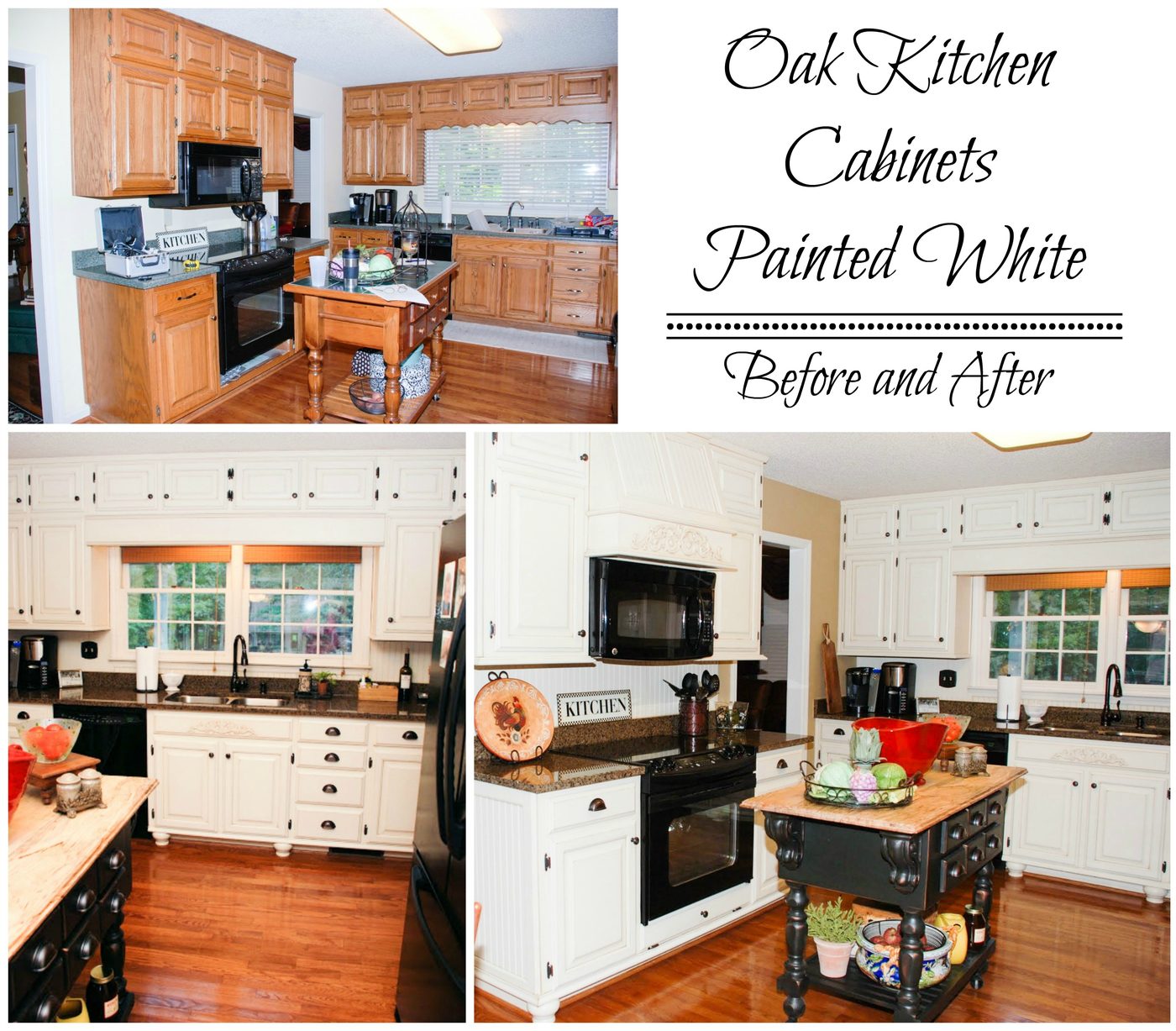 Painted White Oak Cabinets Before and After