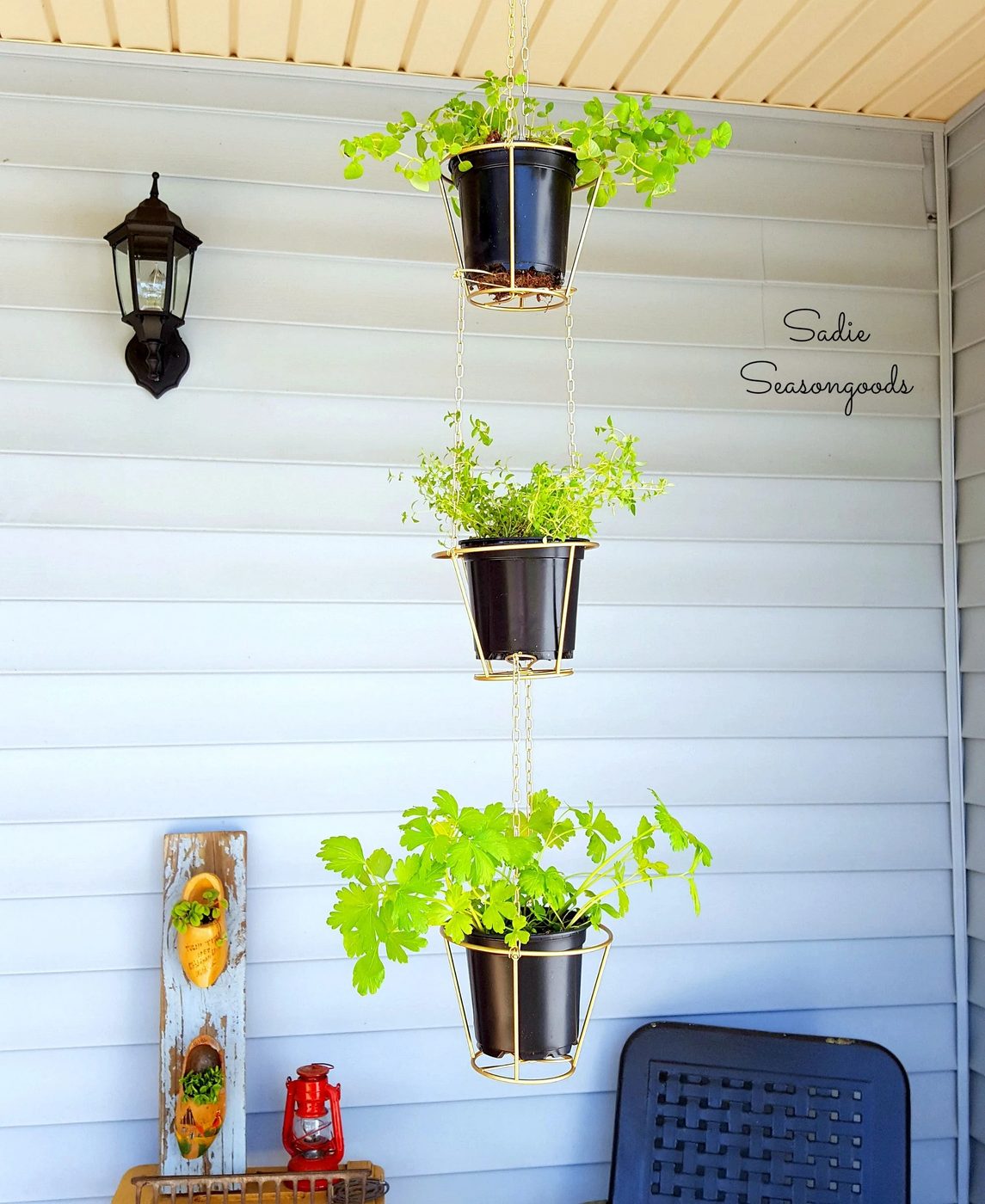 9 Thrift Store Lampshades Repurposed As Hanging Herb Baskets Sadie Seasongoods