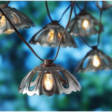 Better Homes And Gardens Galvanized Finish Metal Hood Lantern String Lights, 10ct
