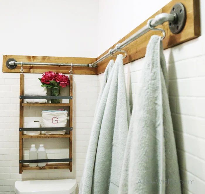 industrial rail bathroom organizer (Ana White)