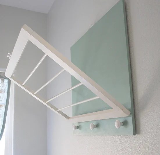 handmade wall-mount laundry drying rack (Centsational Girl)