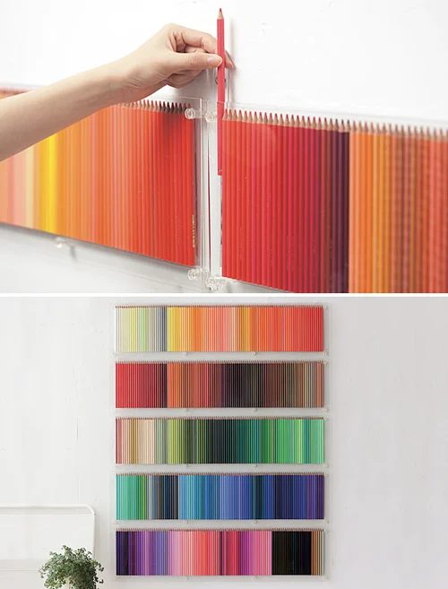 colored pencils wall display