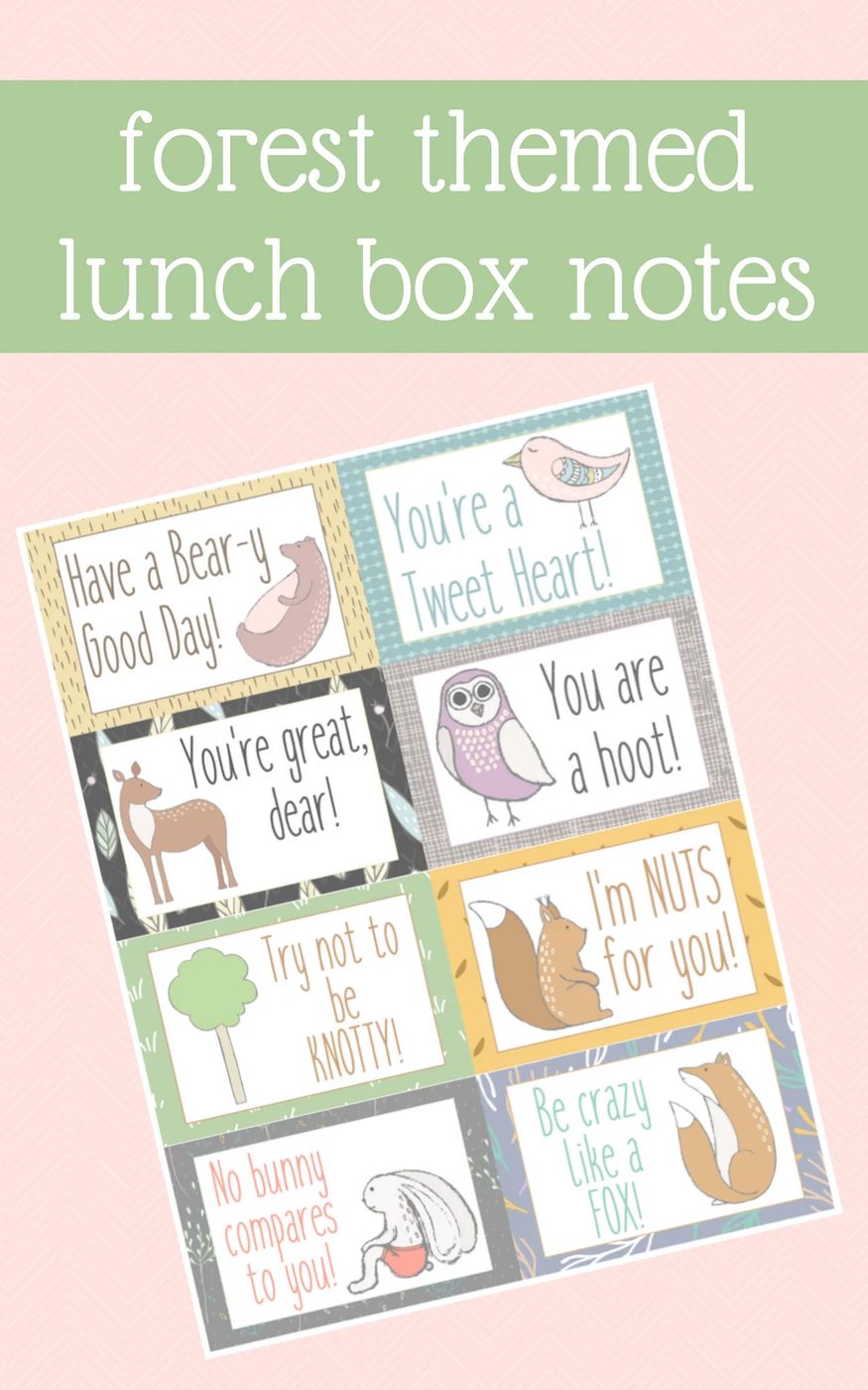 Safari and Forest Themed Lunch Box Notes