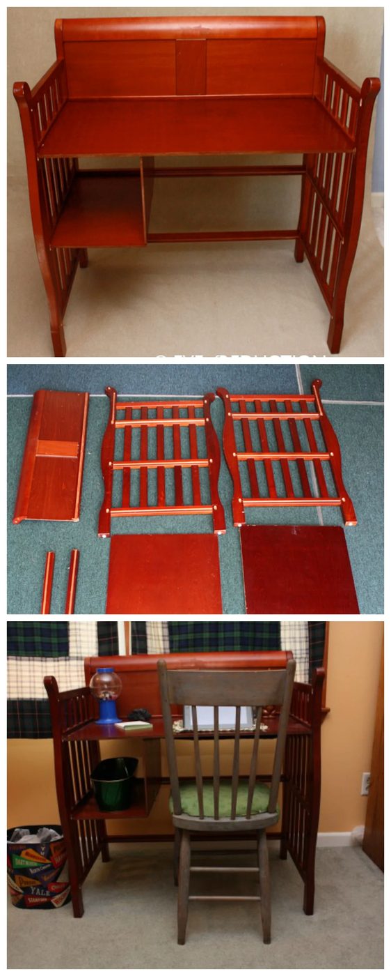 Baby Crib turned into a desk kids