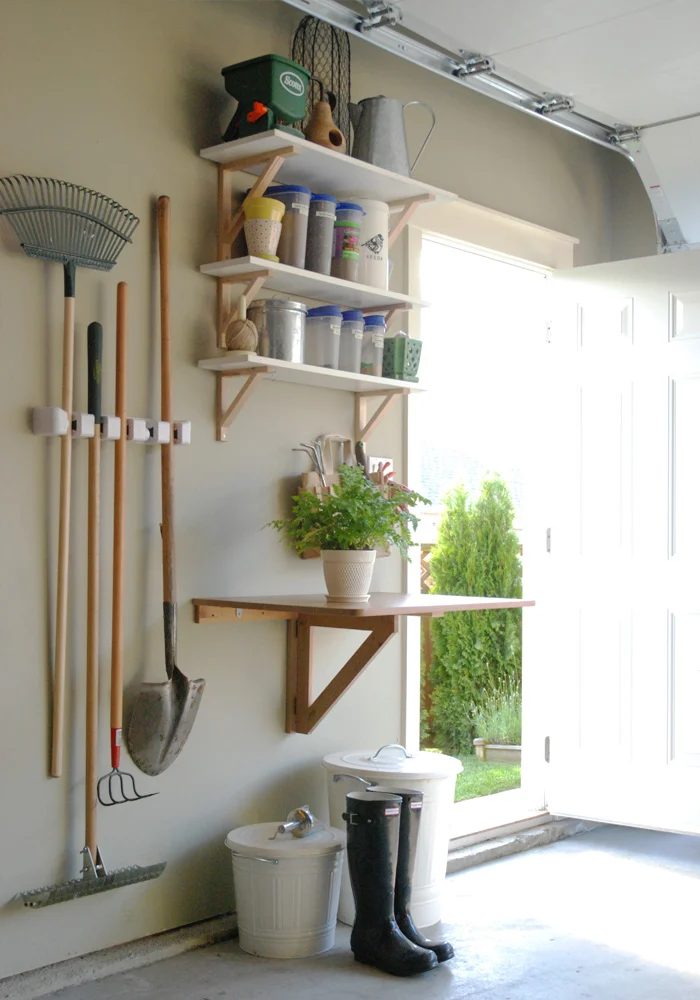 organized gardening garage area, Maillardville Manor