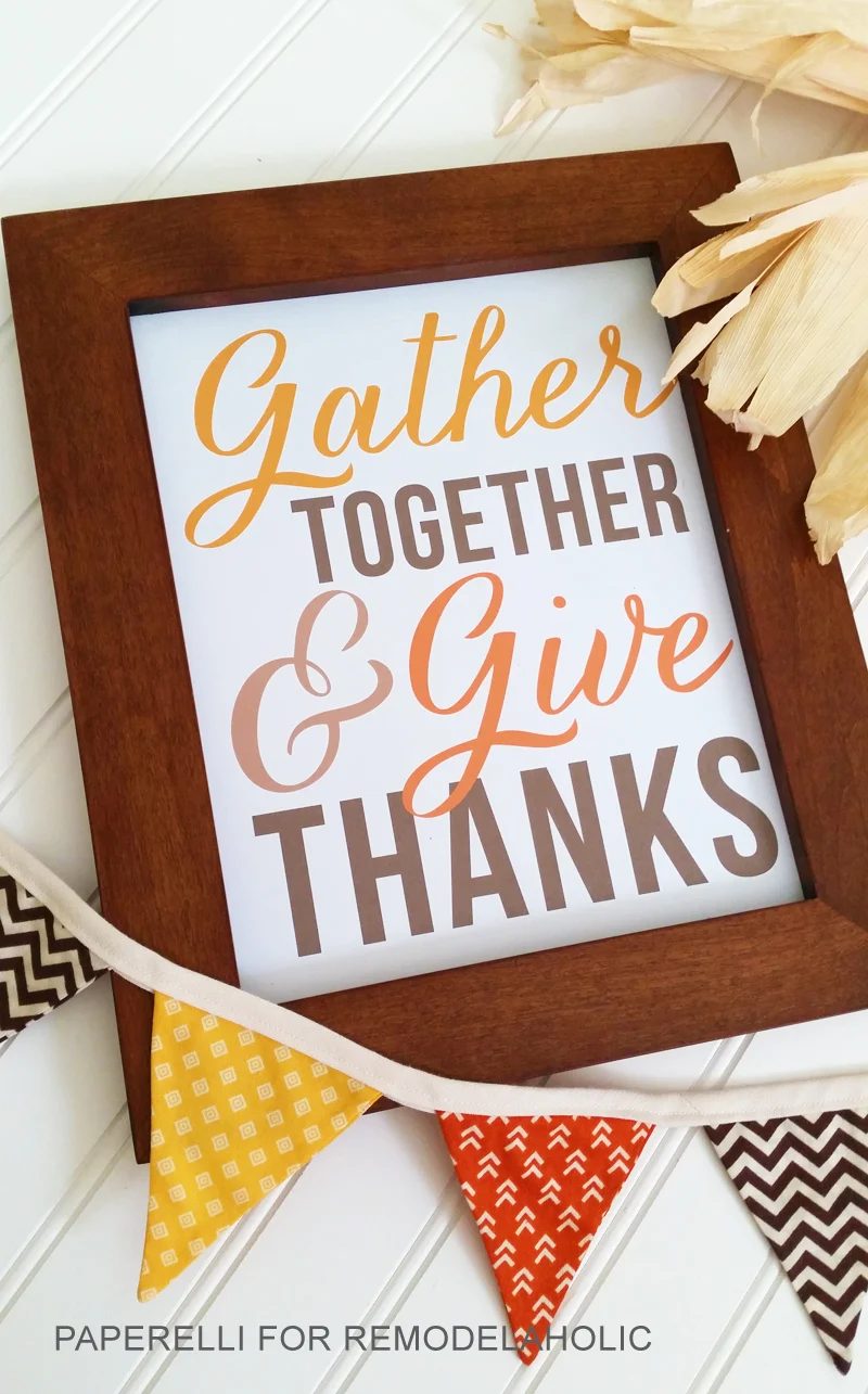 Thanksgiving Printable Decor, Gather Together And Give Thanks Quote Art, Paperelli For Bekob