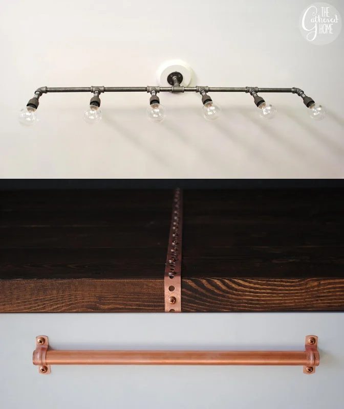 handmade industrial plumbing pipe light fixture, The Gathered Home on Bekob
