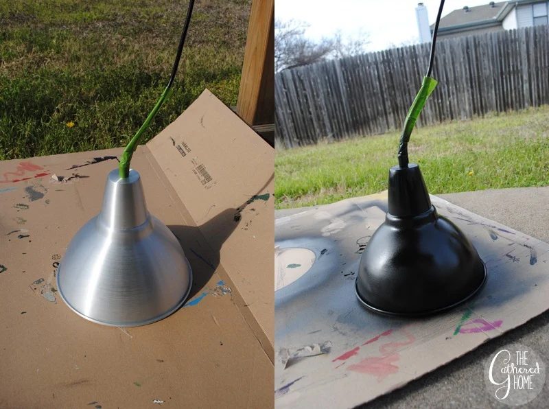spray painted industrial pendant lamp, The Gathered Home on Bekob