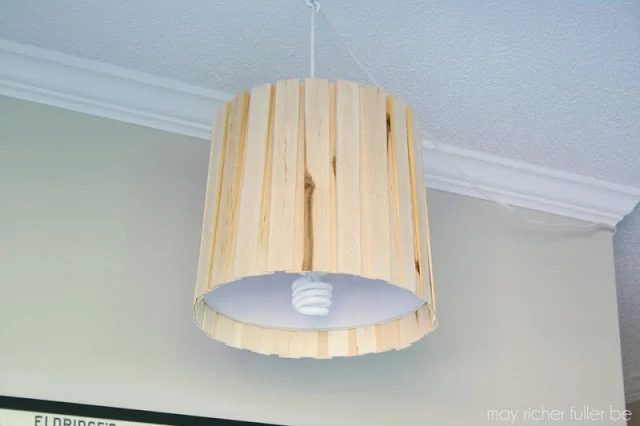 how to hang pendant lamp made with wood shims, May Richer Fuller Be featured on Bekob