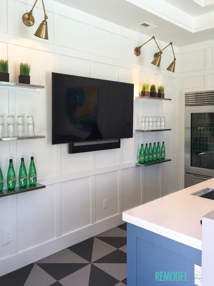 Coastal Inspired Basement Kitchenette