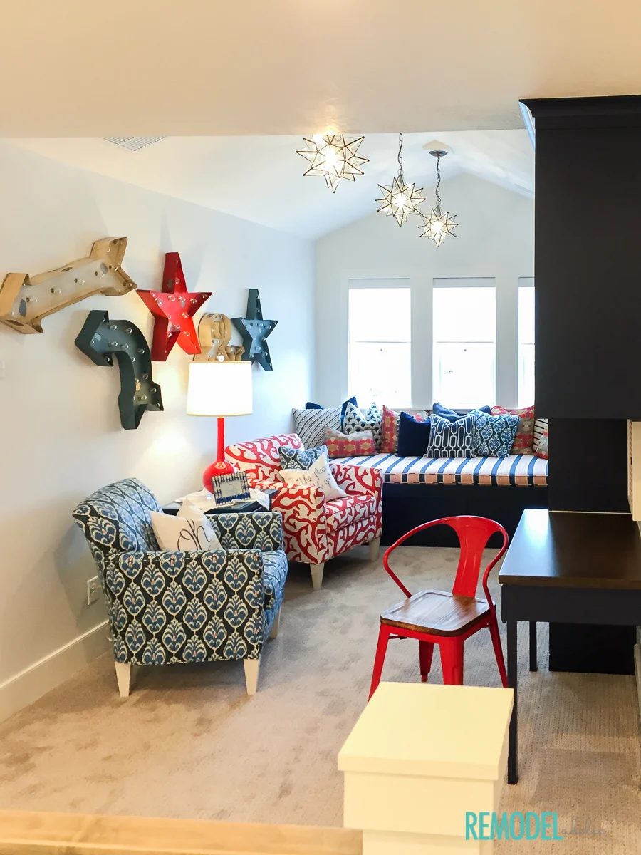 Get This Look: Colorful Playroom Loft & Homework Station