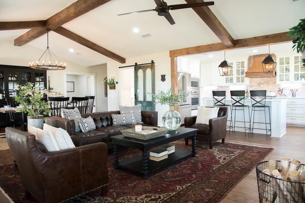 Get This Look: Fixer Upper Big Country House Living & Dining Rooms