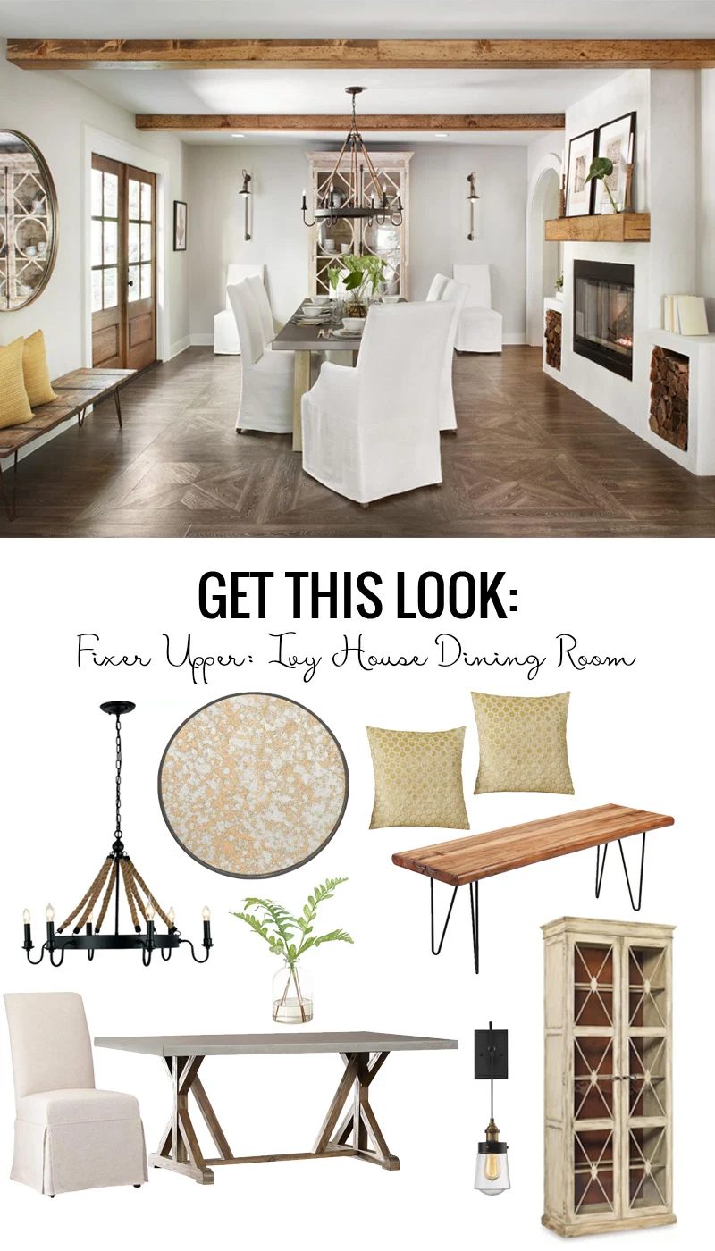 Get the coastal villa look of the Fixer Upper Ivy House Dining Room featured on Bekob.com