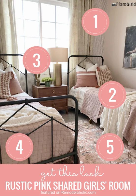 5 Tips To Get The Look Of This Rustic Pink Shared Girls Bedroom Featured On Bekob.com (2)