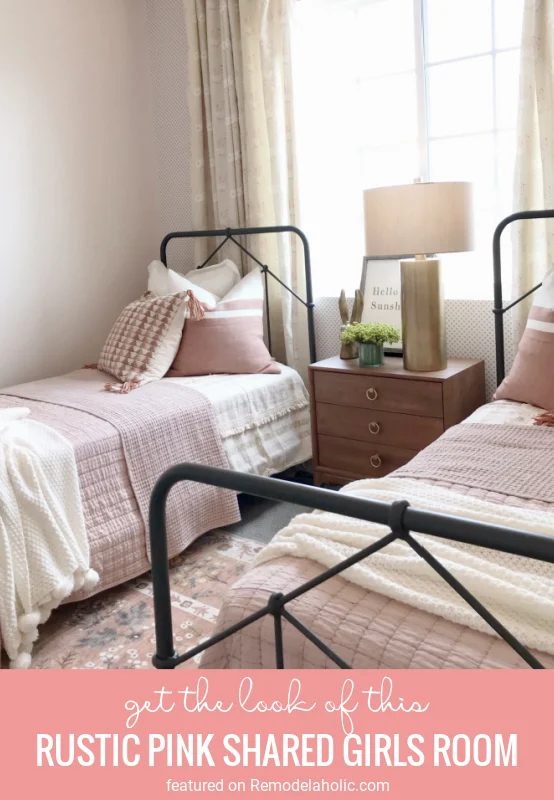 How To Get The Look Of This vivid Rustic Pink Shared Girls Room Featured On Bekob.com