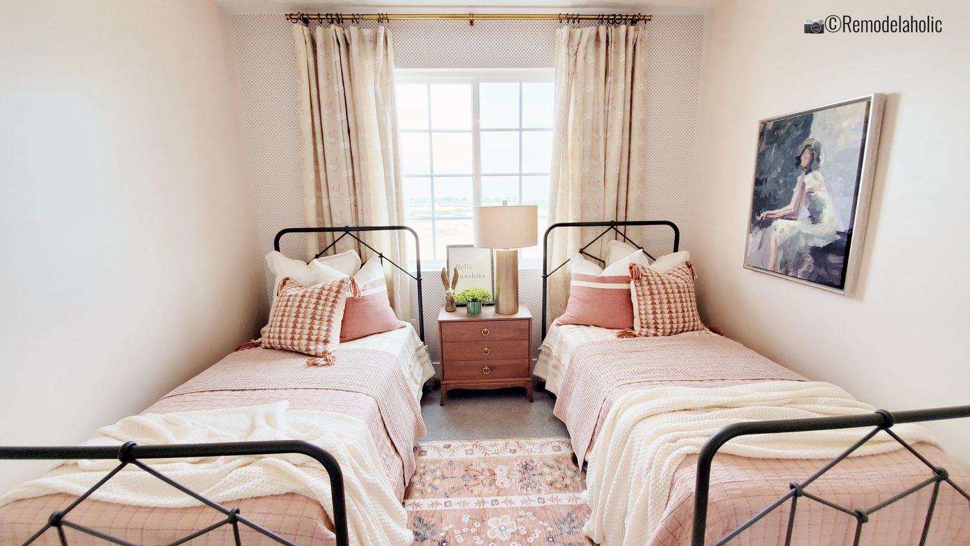 Pink Shared Bedroom For Little Girls Featured On Bekob 2021 Utah Valley Parade Of Homes
