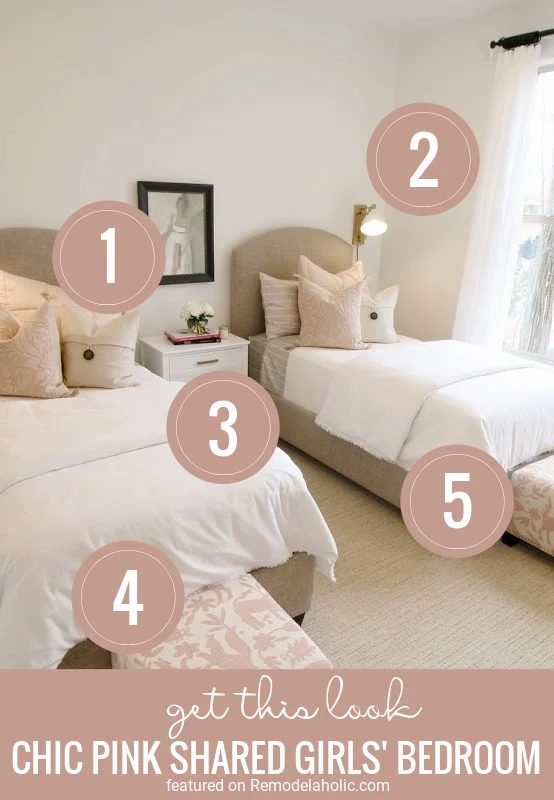 5 Tips To Get The Look Of This Neutral But Chic Pink Shared Girls Bedroom Featured On Bekob.com (2)