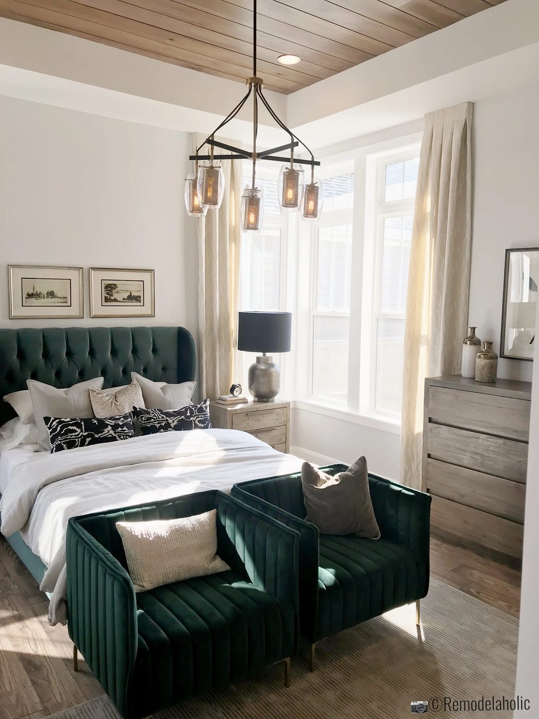 SLPH Model Home 1 Holmes Homes, emerald green themed master bedroom