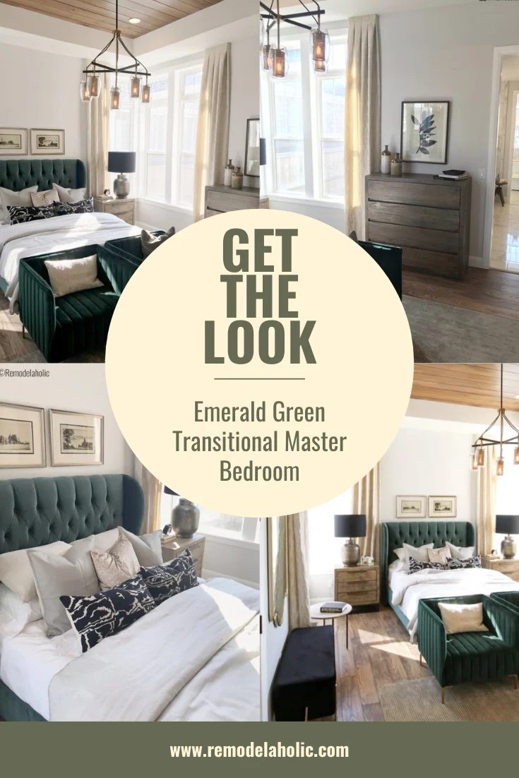 How To Get The Look Of This vivid Emerald Green Transitional Master Bedroom Featured On Bekob.com