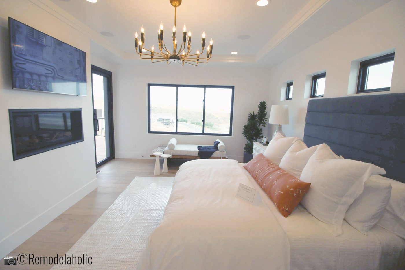 Get the look of this striking modern glam master bedroom. UVPH 2018 Home 26 Murdock Builders