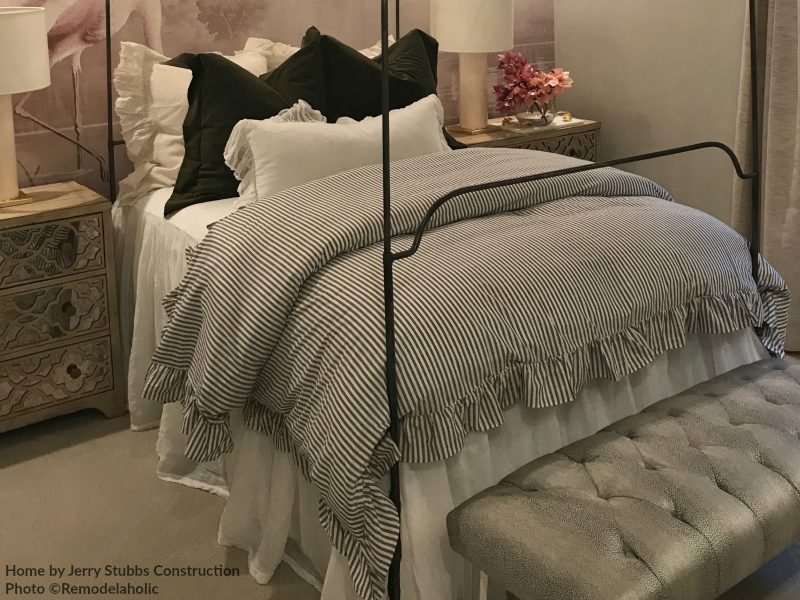 Modern Teen Girls Bedroom With Classic Pinstripe Ruffled Comforter Jerry Stubbs And Tique And Co 2018 Utah Valley Parade Of Homes Featured On Bekob