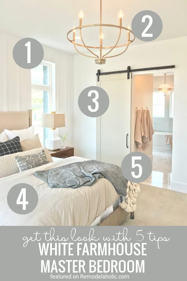 5 Tips For Creating A striking White Farmhouse Master Bedroom Featured On Bekob.com