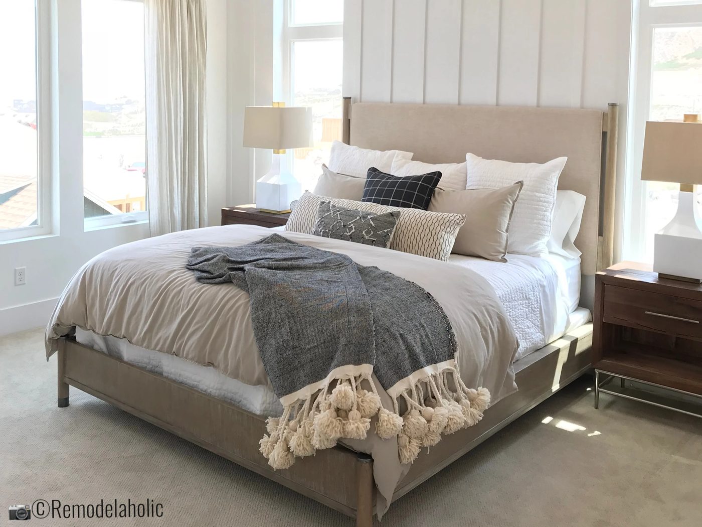 Dreamy white bedroom option with tips to get the look of this room. SLPH 2018 Home 13 Magleby Communties, photo by Bekob