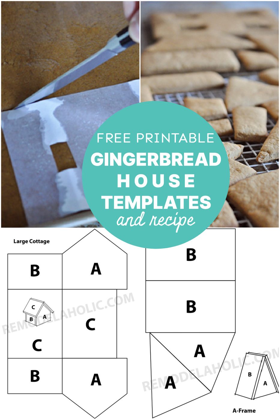 Printable Free Template For Gingerbread House, Free Patterns For Cottage Cabin A Frame Gingerbread Houses, Bekob