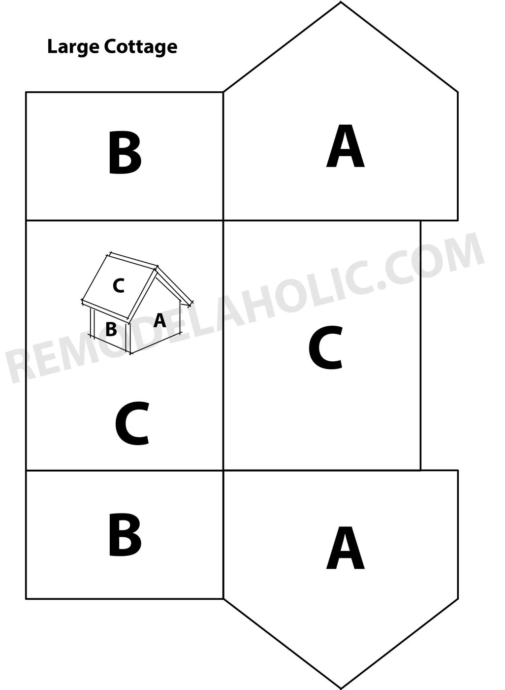 large cottage pattern free template for gingerbread house