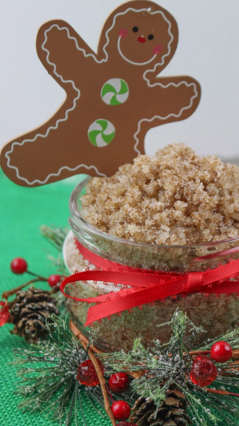 A Fun And Festive Handmade Gift option And Recipe For Natural Gingerbread Sugar Scrub Via Bekob.com