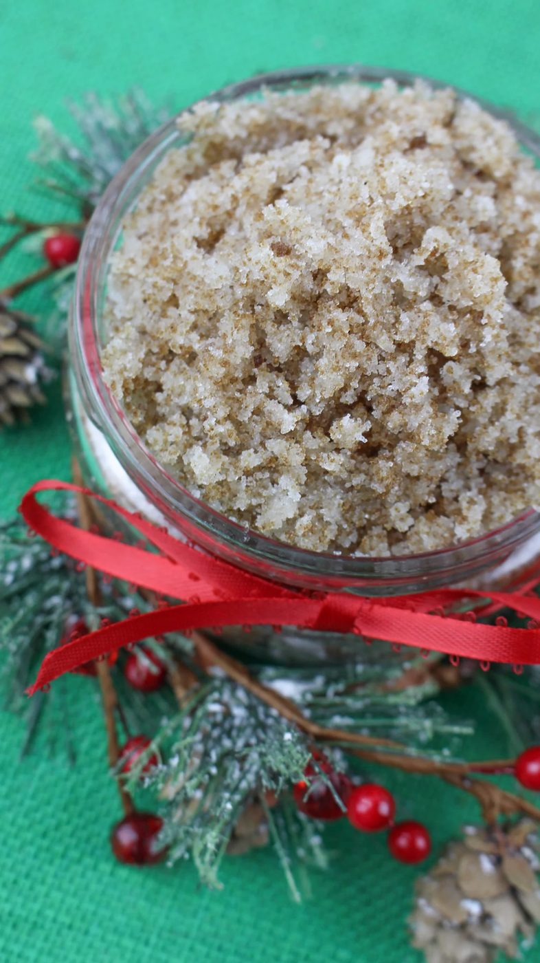 A Fun And Festive Handmade Gift option And Recipe For Natural Gingerbread Sugar Scrub Via Bekob.com