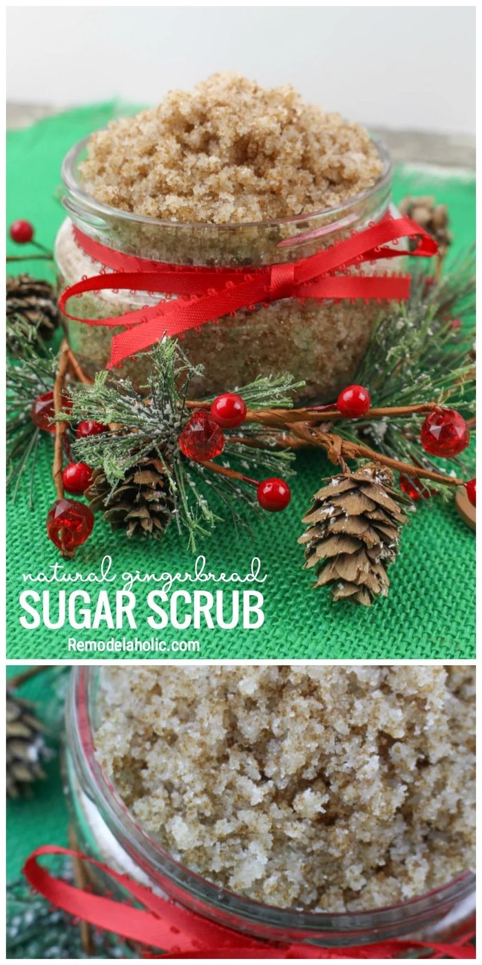 A Fun And Festive Handmade Gift option And Recipe For Natural Gingerbread Sugar Scrub Via Bekob.com
