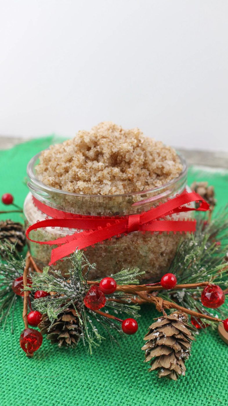 A Fun And Festive Handmade Gift option And Recipe For Natural Gingerbread Sugar Scrub Via Bekob.com