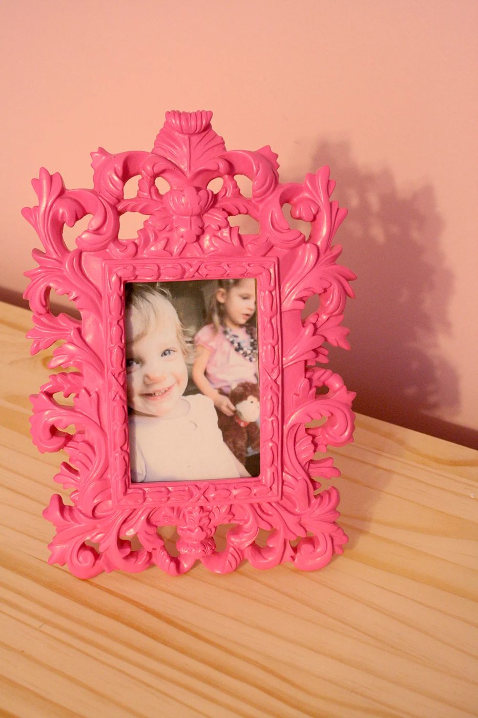 Girls pink and navy bedroom decorations (3)