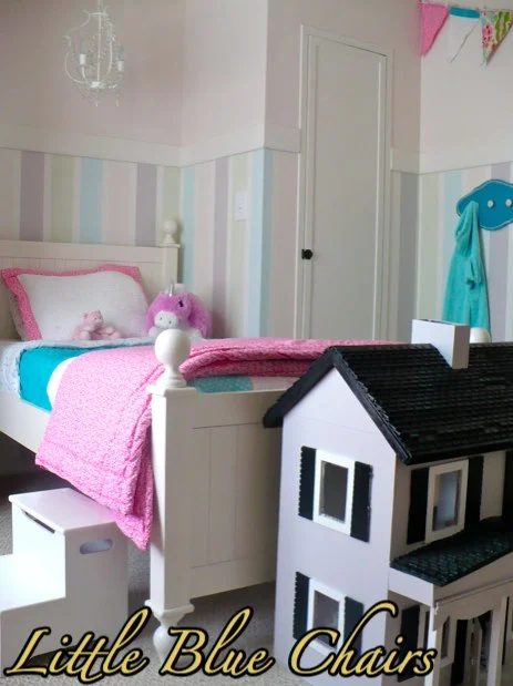 little girls striped wall bedroom2