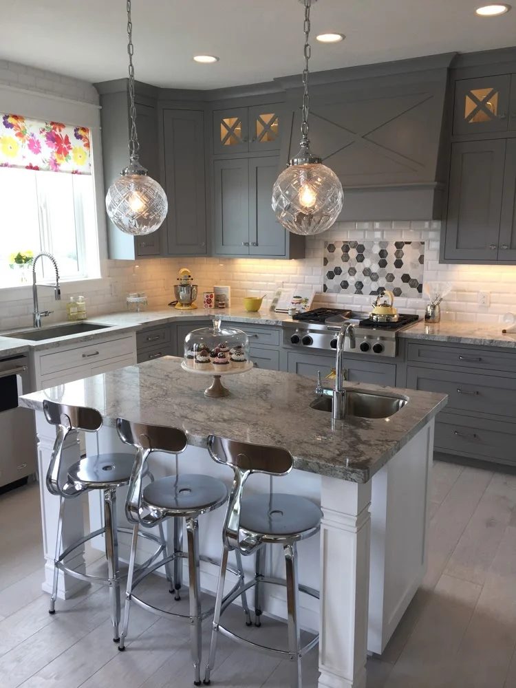 Glamorous Gray Kitchen: Recreate the look of the sophisticated modern gray kitchen in your home with tips and product sources from Bekob.com. Home built by Arive Homes.