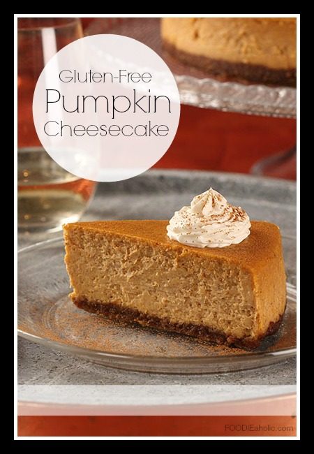 Gluten-Free Pumpkin Cheesecake | FOODIEaholic.com #recipe #cooking #baking #Thanksgiving #dessert #cheesecake #pumpkin #glutenfree