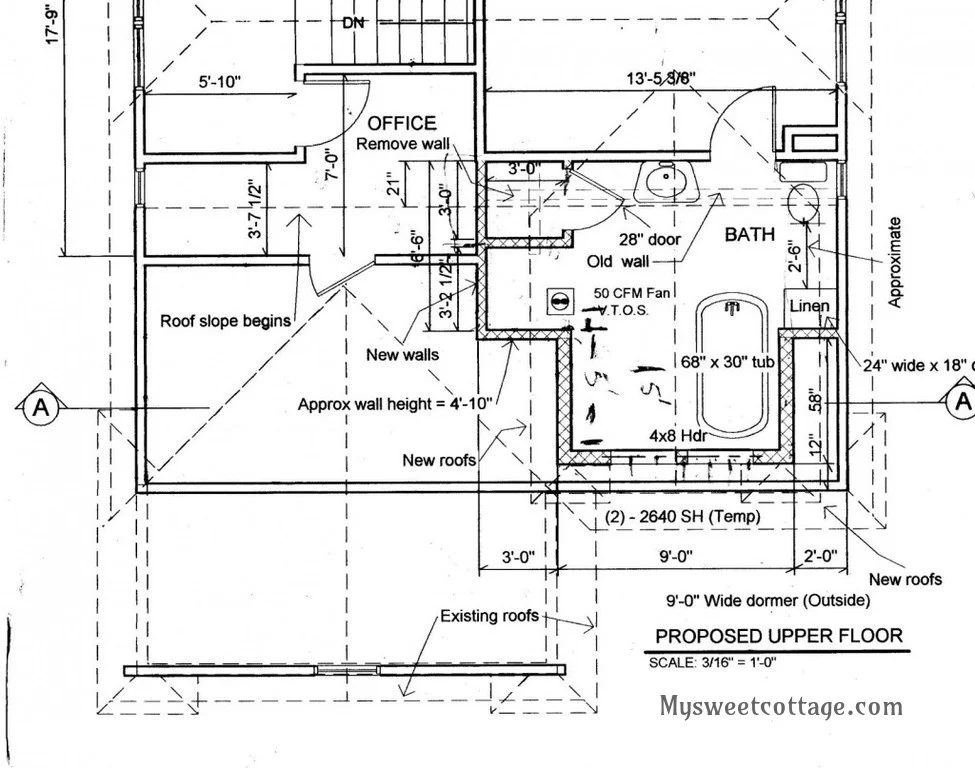 7 Architectral plans for adding dormer window to 1920s cottage, by My Sweet Cottage featured on @Bekob