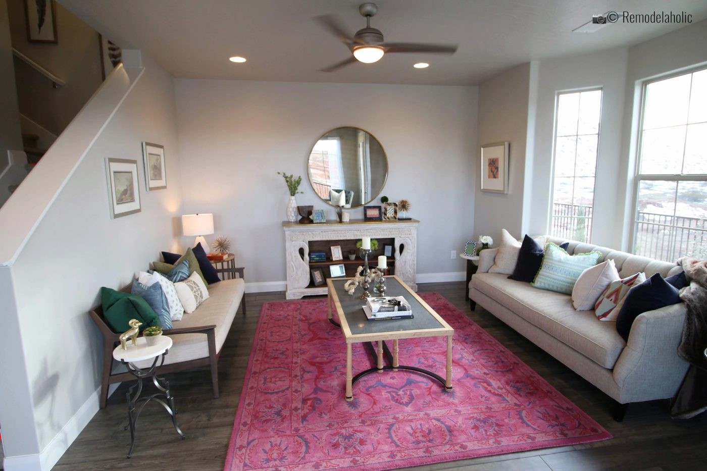 Symmetrical coffee table and living room design. SGPH 2019 House 23 Ivory Southern, LLC, Photo by Bekob