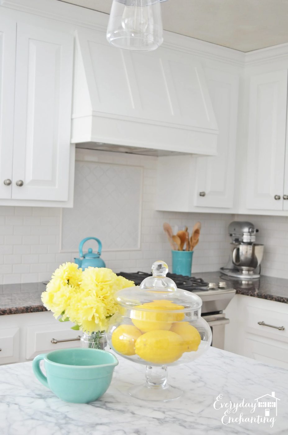 white kitchen with subway tile backsplash, Everyday Enchanting on Bekob