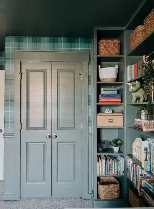 Dark Gray Green Paint Color Clare Current Mood, Built In Ikea Bookshelves By Love And Renovations Ft Bekob
