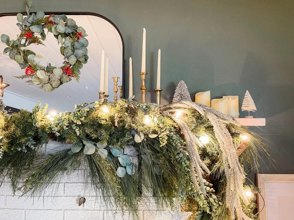 Best Green Paint Colors For Walls, Behr Pewter Green With Christmas Mantel By Sprucing Up Mamahood Ft Bekob