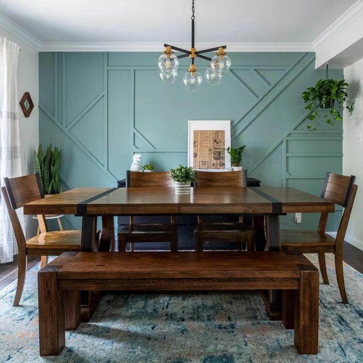 Best Green Paint Colors For Walls, Sherwin Williams Desert Lake, 3d Panel Geometric Accent Wall By Olive And June Home Ft Bekob