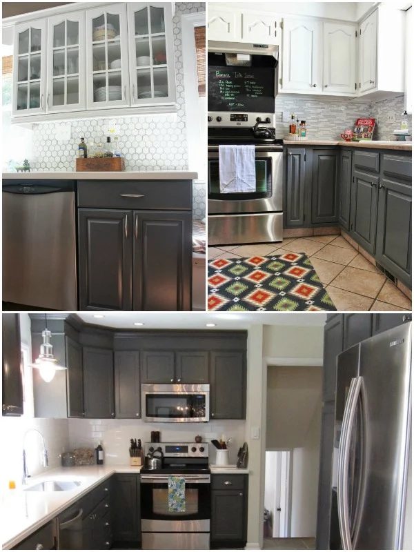 gray painted kitchen cabinets on Bekob