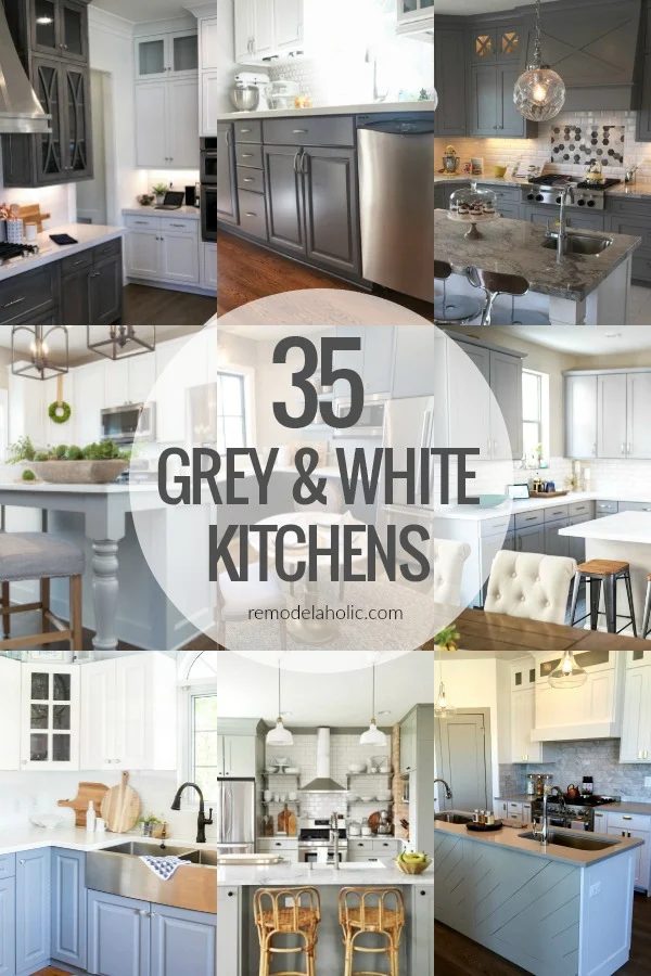 35 Grey And White Kitchen With Two Tone Grey And White Cabinetry, Kitchen Island Countertops, Backsplash #Bekob